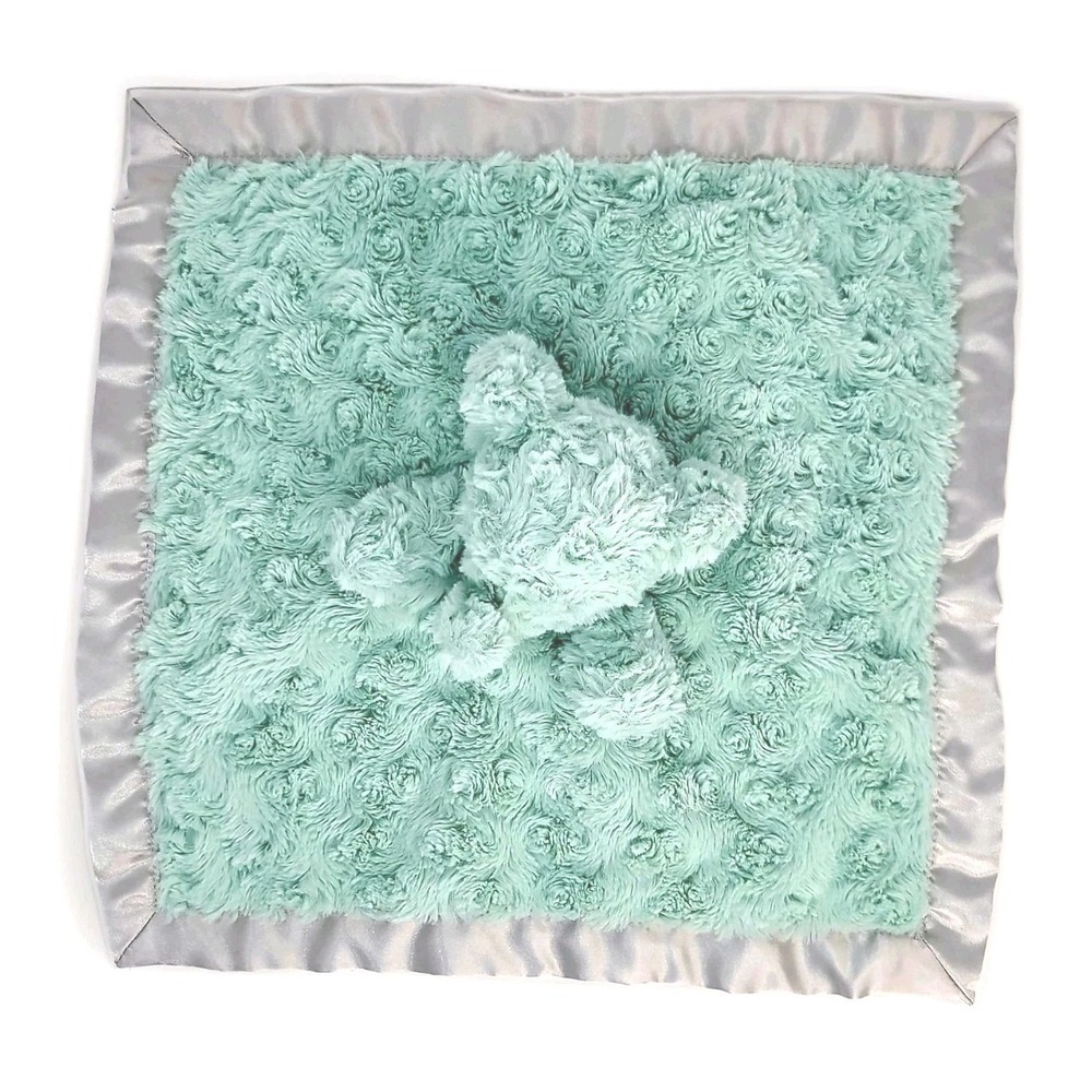 Cloud Island Mint Green Elephant Security Blanket Lovey Baby Plush Satin Trim